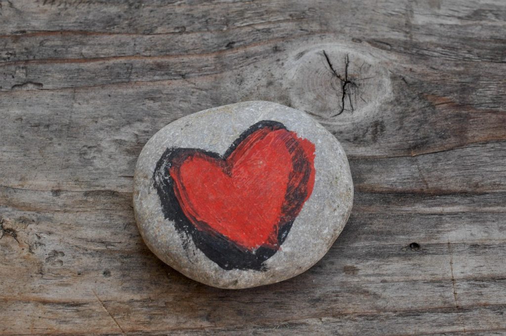 heart, stone, pebble, painted, love, happy mothers day, symbol, child's hand, gift
